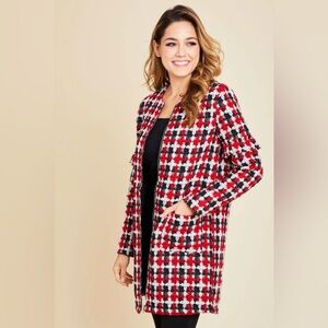 🆕WT Jack by BB Dakota Check Your Facts Jacquard Plaid Coat w/ Ruffle Detail, S